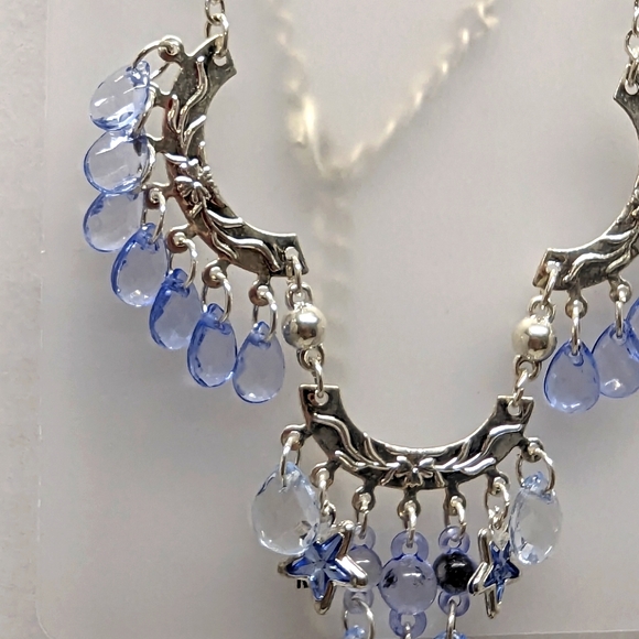 Necklace and Earrings Set - Silver & Blue Stars - Picture 3 of 4